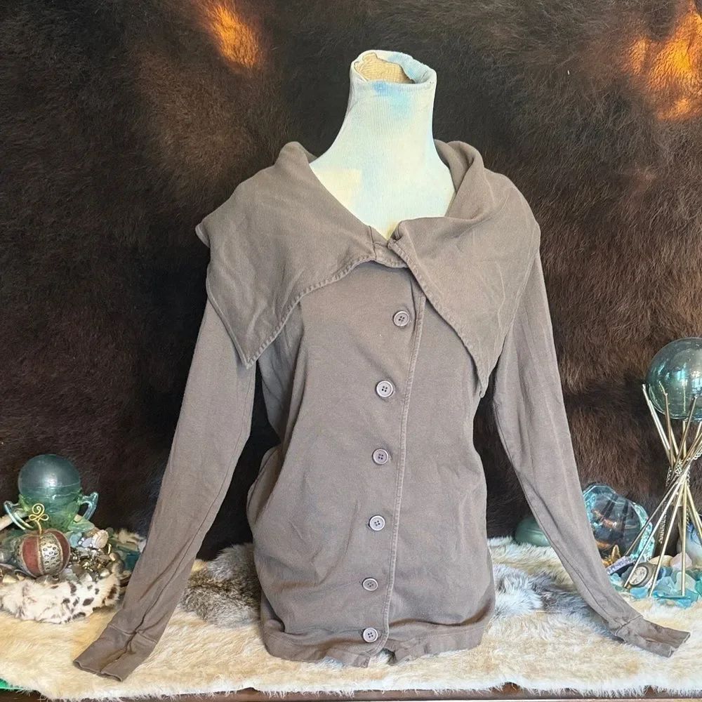 Stylish Brown Button-Up Cardigan S (BK5)